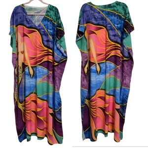 Women's Caftan Long Dress Swim Beach Cover Up Multiple Color One Size Fit Most